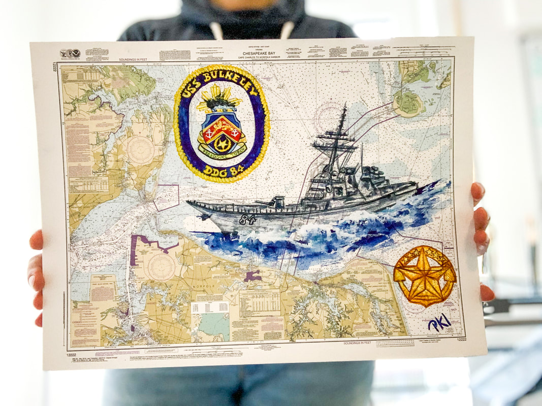 Watercolor Nautical Chart Patrizia K Ingram Art Navy Commissions 