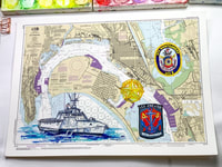 Watercolor Nautical Chart Patrizia K Ingram Art Navy Commissions 